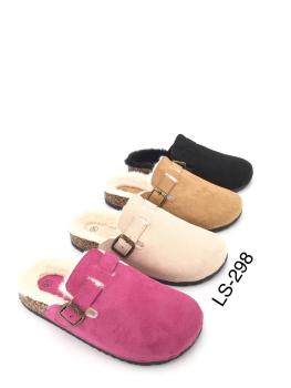 Damen Clogs mit Fellimitat, beige und schwarz