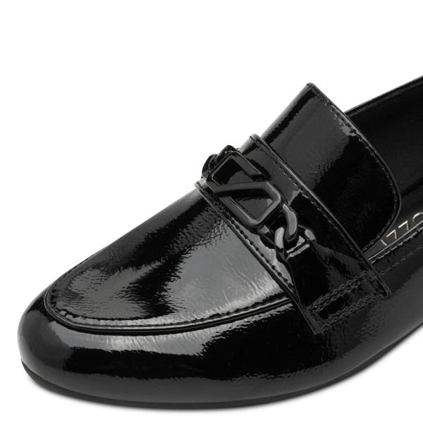 Marco Tozzi Slipper in Lackschwarz