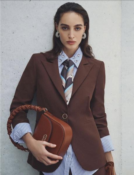 Rinascimento Bluse mit Streifen und Strasssteinen